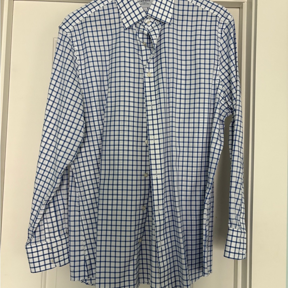 Charles Tyrwhitt Blue and White Non-Iron Slim Fit Dress Shirt